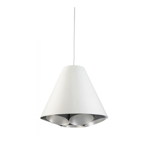 1 Light White Pendant Satin Chrome Inside PendantFiorentinoBITETTO-1L PDT-WHITE- Grand Chandeliers