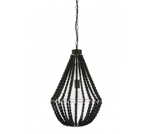 1L Black Beaded Pendant E27FiorentinoAUDRY-1L BLACK- Grand Chandeliers