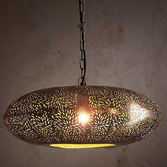 Atlas - Nickel - Perforated Ellipse Pendant LightZafferoZAF10230- Grand Chandeliers