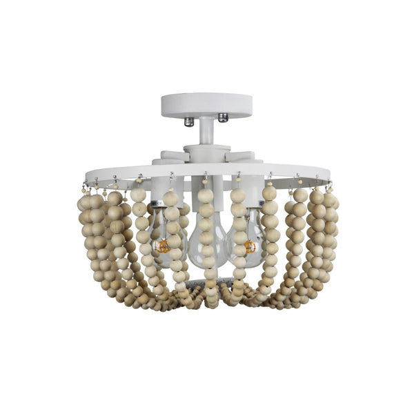 Cascara Natural 3 Light Close To Ceiling Natural Wooden BeadedOriel LightingOL64356/3NAT- Grand Chandeliers