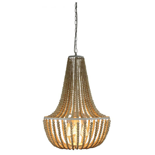 Cascara Natural 3 Light Natural Wooden Beaded PendantOriel LightingOL64355/3NAT- Grand Chandeliers