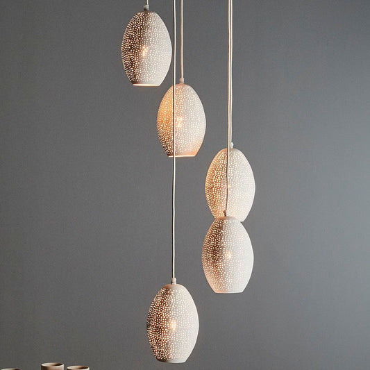 Constellation - White - Perforated 5 Balloon Pendant Light ClusterZafferoZAF10227WH- Grand Chandeliers