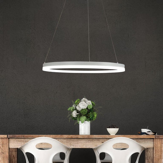 Cronus 60cm White Modern LED Halo PendantOriel LightingOL60934/60WH- Grand Chandeliers