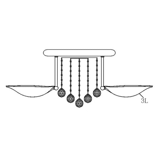 Donizetti Asfour Crystal Close to Ceiling LightVenchaC-354-3-3L-CH- Grand Chandeliers