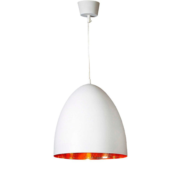 Egg Ceiling Pendant White and CopperEmac & LawtonELAWEGGWHTCOP- Grand Chandeliers