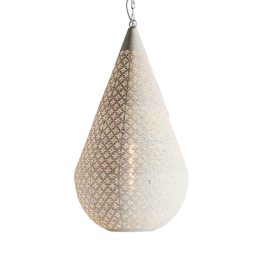 Europa Large - White - Perforated Teardrop Pendant LightZafferoZAF11099- Grand Chandeliers