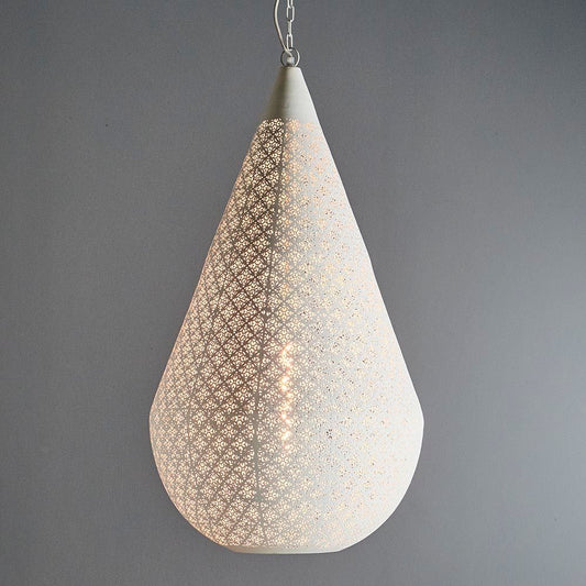 Europa Large - White - Perforated Teardrop Pendant LightZafferoZAF11099- Grand Chandeliers