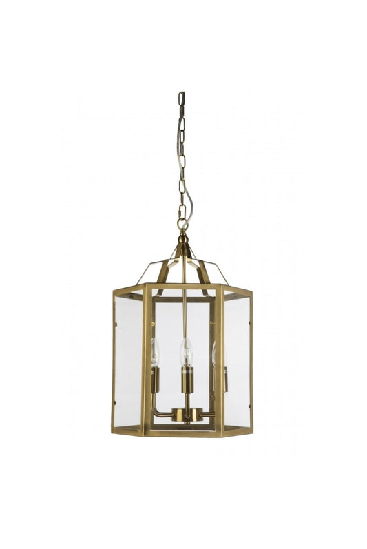 Fot 6L Caged with Clear Glass Panels PendantFiorentinoFOT-6L Gold- Grand Chandeliers