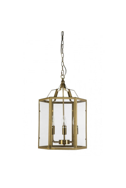 Fot 6L Caged with Clear Glass Panels PendantFiorentinoFOT-6L Gold- Grand Chandeliers