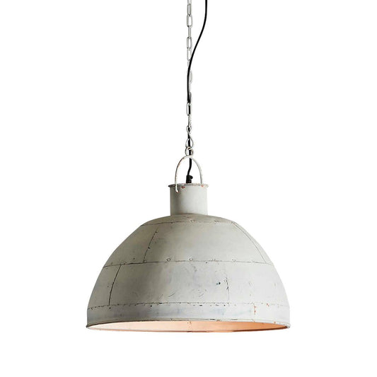 Granada Medium - Vintage White - Iron Riveted Dome Pendant LightZafferoZAF10100WH- Grand Chandeliers