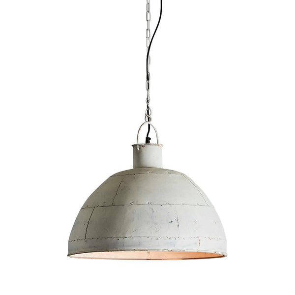 Granada Medium - Vintage White - Iron Riveted Dome Pendant LightZafferoZAF10100WH- Grand Chandeliers