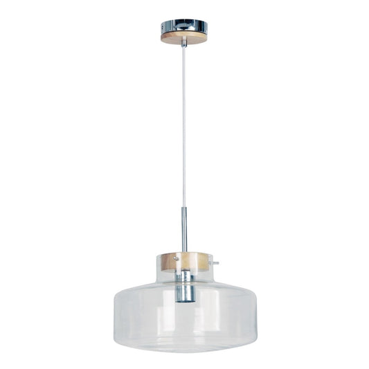 Holbeck 30cm Scandi Clear Glass and Timber PendantOriel LightingOL69291/30CL- Grand Chandeliers