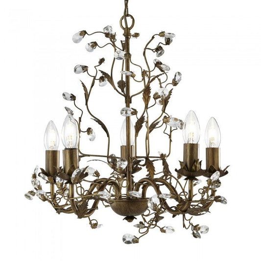 Jasmine 5 Light Decorative Pendant in Brushed BrassSuperluxR2495-5P-BB- Grand Chandeliers