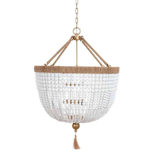 Malabar Beaded Pendant - Large - Natural/WhiteCafe Lighting & Living20726- Grand Chandeliers