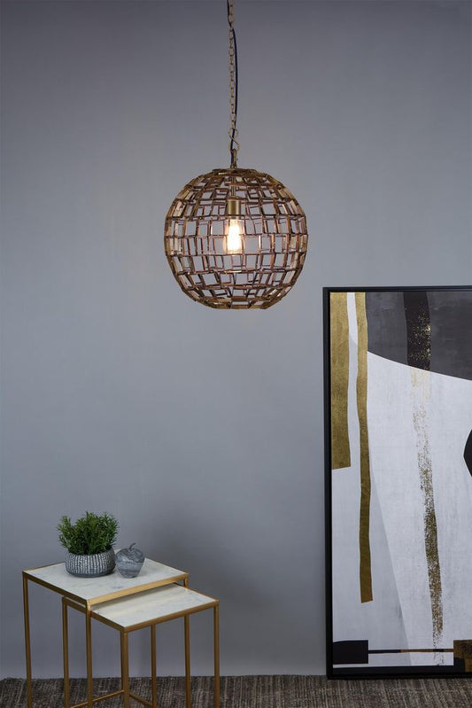 Mondrian Medium - Antique Brass - Medium Geometric Ball Pendant LightZafferoZAF11223- Grand Chandeliers