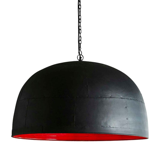 Noir Large - Black With Red Interior - Extra Large Iron Dome Pendant LightZafferoZAF11045RD- Grand Chandeliers
