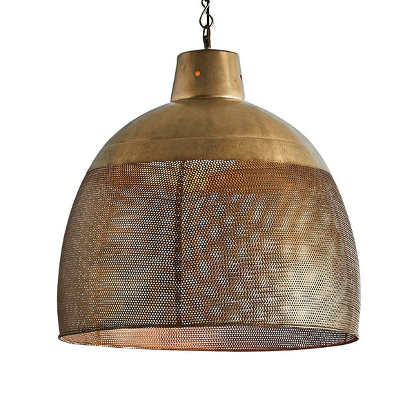 Riva Large - Antique Brass - Perforated Iron Dome Pendant LightZafferoZAF10258- Grand Chandeliers