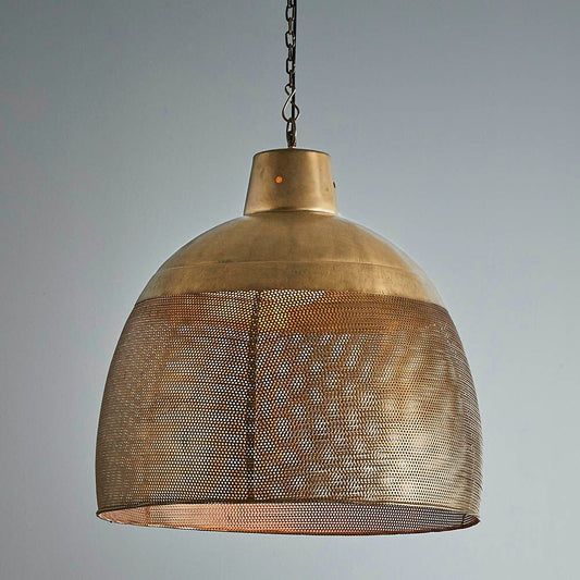 Riva Large - Antique Brass - Perforated Iron Dome Pendant LightZafferoZAF10258- Grand Chandeliers