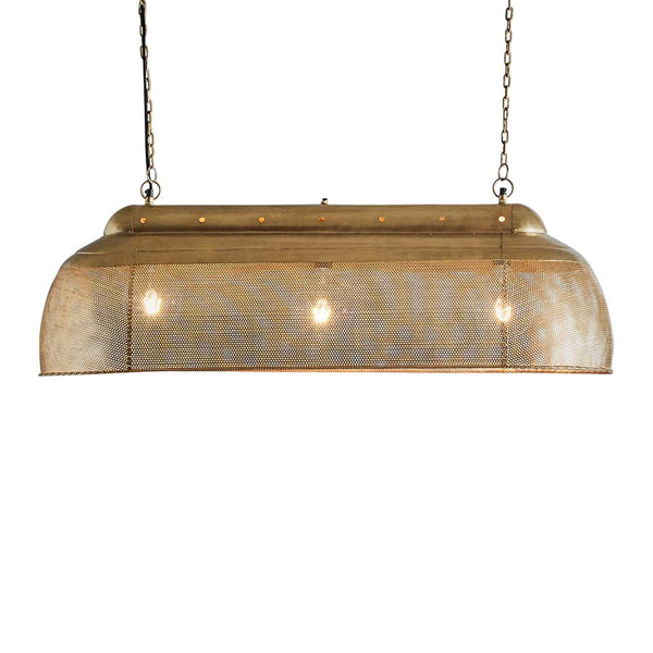 Riva Long - Antique Brass - Perforated Iron Elongated Pendant LightZafferoZAF10317- Grand Chandeliers