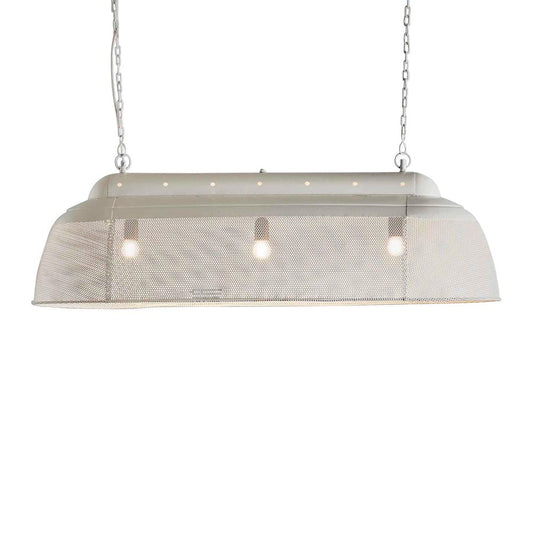 Riva Long - Matt White - Perforated Iron Elongated Pendant LightZafferoZAF10335- Grand Chandeliers
