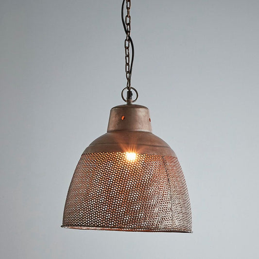 Riva Small - Antique Copper - Perforated Iron Dome Pendant LightZafferoZAF10105- Grand Chandeliers