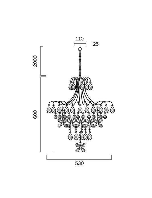 Sienna 8 Lights Pendant in ChromeTelbixSIENNA PE71-CH- Grand Chandeliers