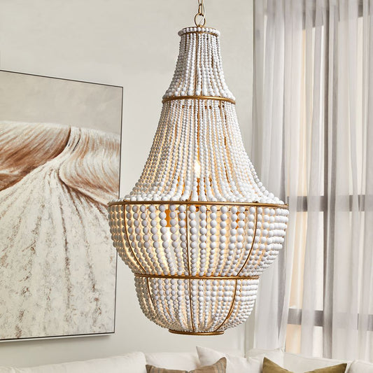 Sierra Beaded Chandelier - Gold/WhiteCafe Lighting & Living20732- Grand Chandeliers