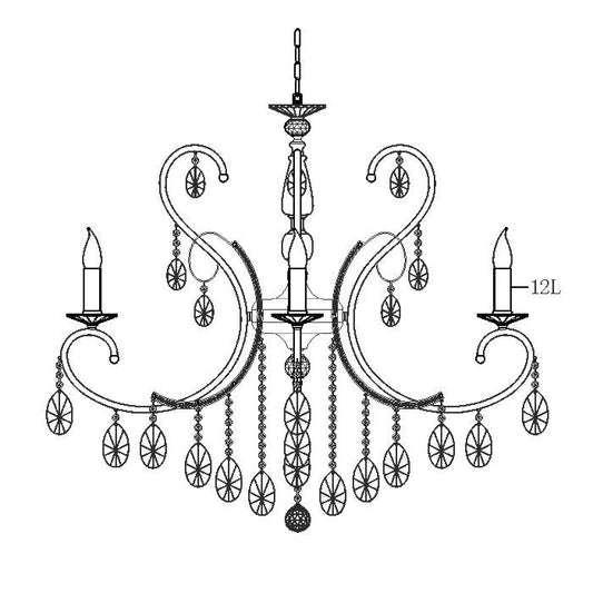 Venezia Asfour Crystal ChandelierVenchaK-2013-37-12L-BK-CH- Grand Chandeliers