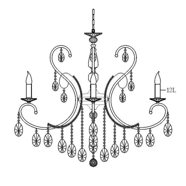 Venezia Asfour Crystal ChandelierVenchaK-2013-37-12L-BK-CH- Grand Chandeliers