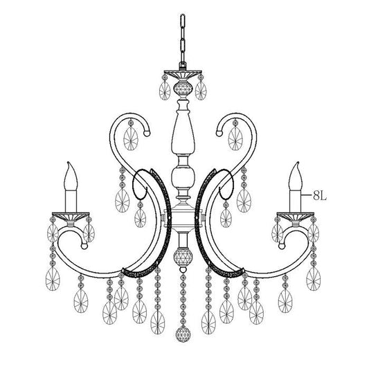 Versailles Asfour Crystal Chandelier - LargeVenchaK-2013-26-8L-BK-CH- Grand Chandeliers