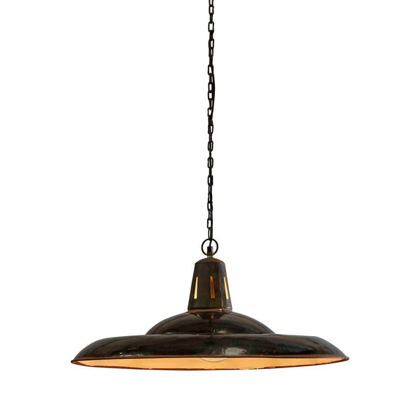 Zetland Large - Old Black - Enamelled Iron Dish Pendant LightZafferoZAF10252BK- Grand Chandeliers