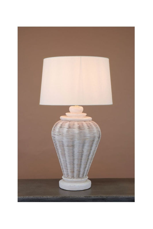 Zimbali Rattan Table Lamp Base WhiteEmac & LawtonELDAN2000WH- Grand Chandeliers