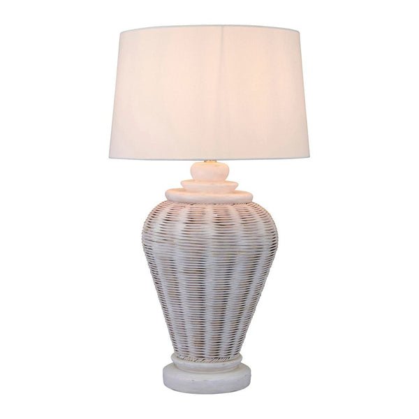 Zimbali Rattan Table Lamp Base WhiteEmac & LawtonELDAN2000WH- Grand Chandeliers